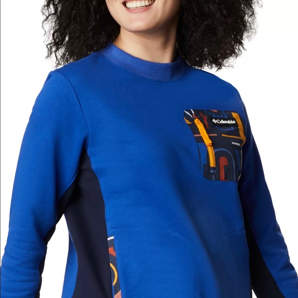 NWT Columbia Women's Lodge Pullover Sweatshirt- LAPIS BLU/DRK NCTRNL | Sz Medium